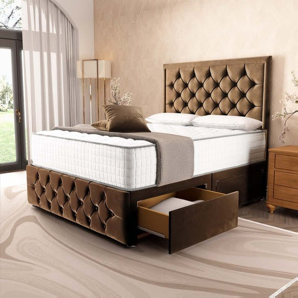 Barcelona Divan Bed - Mocca Plush Velvet