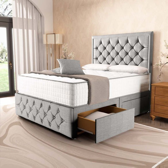Barcelona Divan Bed - Silver Linoso