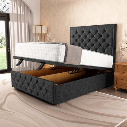 Barcelona Ottoman Divan Bed - Black Chenille