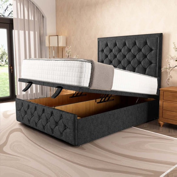 Barcelona Ottoman Divan Bed - Black Chenille