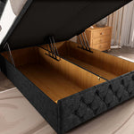 Barcelona Ottoman Divan Bed - Black Chenille