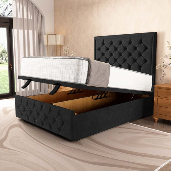 Barcelona Ottoman Divan Bed - Black Naples