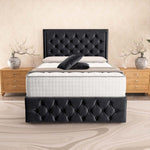 Barcelona Ottoman Divan Bed - Black Plush Velvet