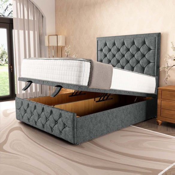 Barcelona Ottoman Divan Bed - Charcoal Chenille