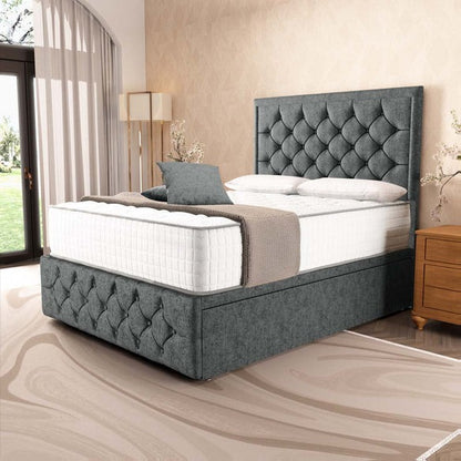 Barcelona Ottoman Divan Bed - Charcoal Chenille