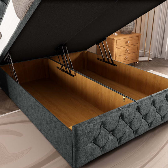 Barcelona Ottoman Divan Bed - Charcoal Chenille