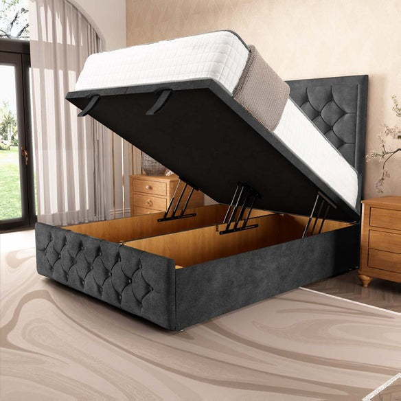 Barcelona Ottoman Divan Bed - Charcoal Coniston