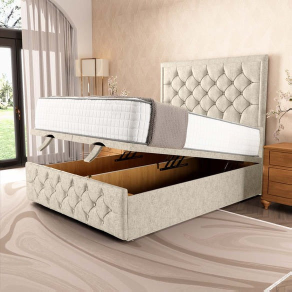 Barcelona Ottoman Divan Bed - Cream Chenille