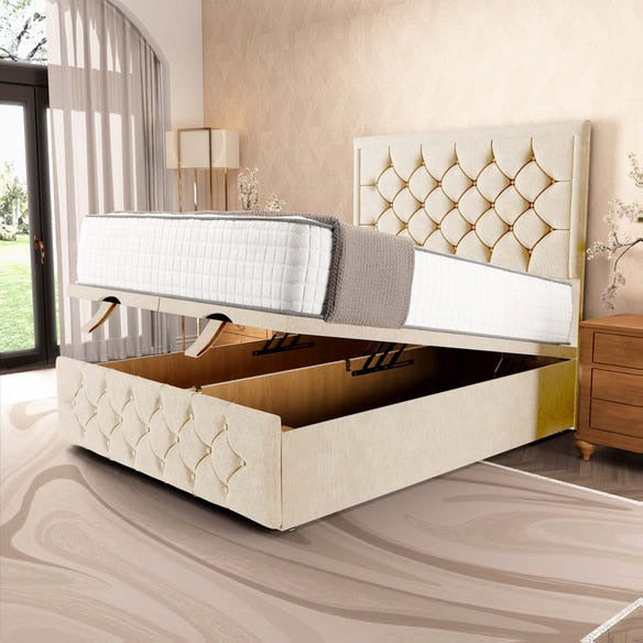 Barcelona Ottoman Divan Bed - Cream Naples