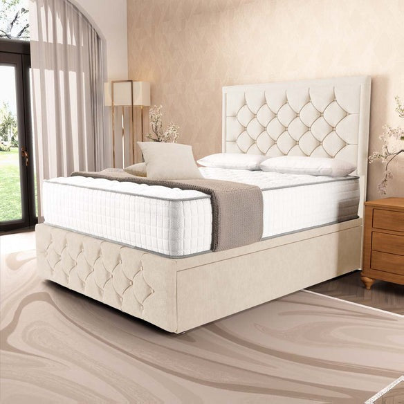 Barcelona Ottoman Divan Bed - Cream Naples