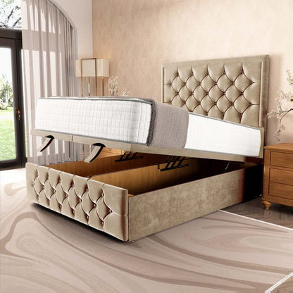Barcelona Ottoman Divan Bed - Mink Plush Velvet