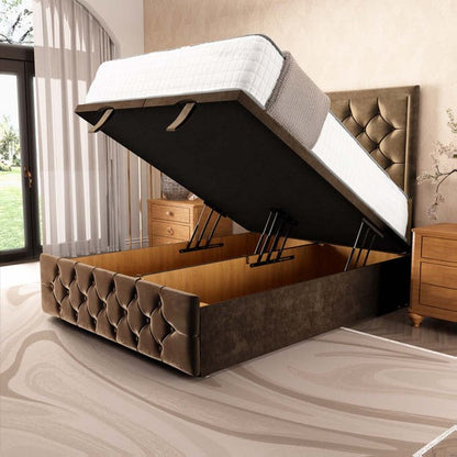 Barcelona Ottoman Divan Bed - Mocca Plush Velvet