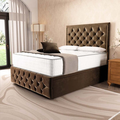 Barcelona Ottoman Divan Bed - Mocca Plush Velvet
