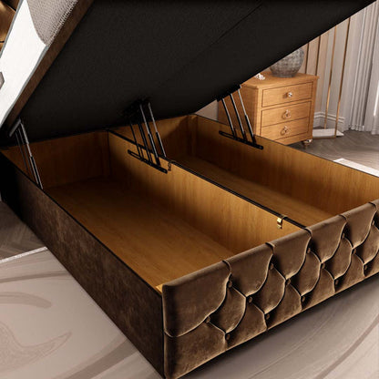 Barcelona Ottoman Divan Bed - Mocca Plush Velvet