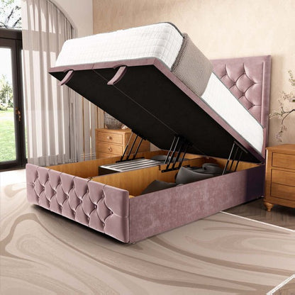 Barcelona Ottoman Divan Bed - Pink Plush Velvet