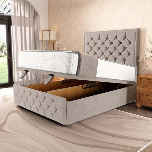 Barcelona Ottoman Divan Bed - Seal Grey Naples