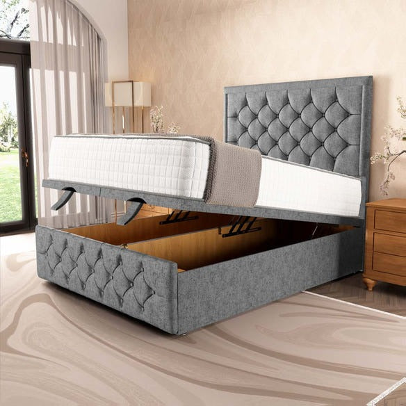 Barcelona Ottoman Divan Bed - Silver Chenille