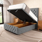 Barcelona Ottoman Divan Bed - Silver Chenille