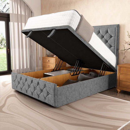 Barcelona Ottoman Divan Bed - Silver Chenille