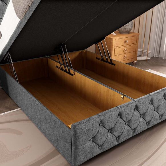 Barcelona Ottoman Divan Bed - Silver Chenille