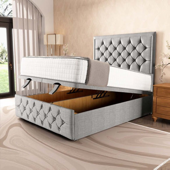 Barcelona Ottoman Divan Bed - Silver Linoso