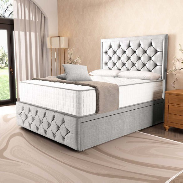 Barcelona Ottoman Divan Bed - Silver Linoso