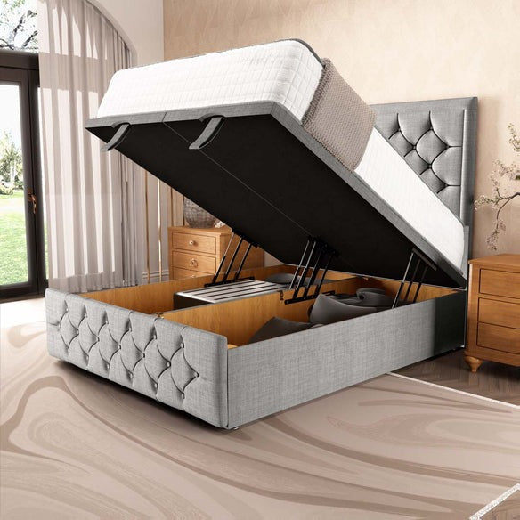 Barcelona Ottoman Divan Bed - Silver Linoso