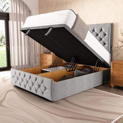Barcelona Ottoman Divan Bed - Silver Linoso