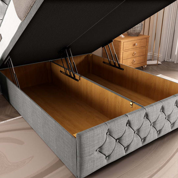 Barcelona Ottoman Divan Bed - Silver Linoso