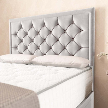Barcelona Ottoman Divan Bed - Silver Plush Velvet