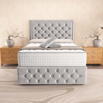 Barcelona Ottoman Divan Bed - Silver Plush Velvet