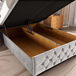 Barcelona Ottoman Divan Bed - Silver Plush Velvet