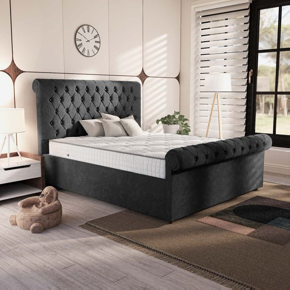 Berlin Upholstered Bed - Black Naples