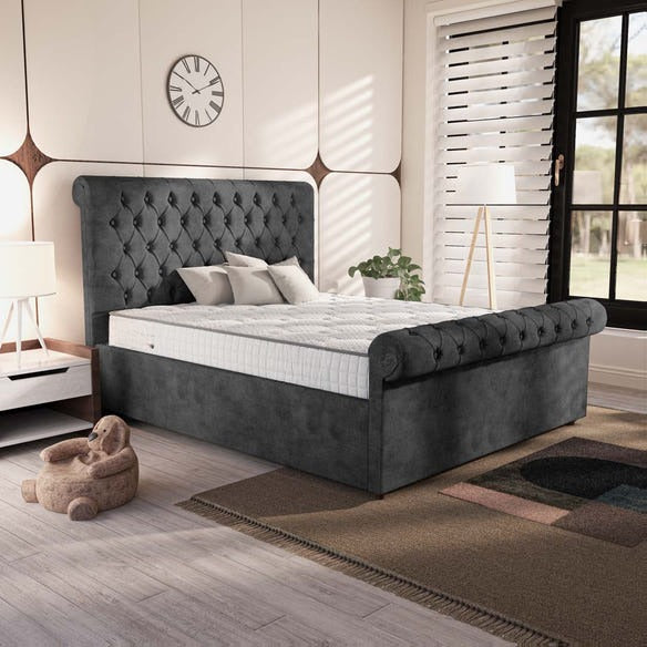 Berlin Upholstered Bed - Charcoal Coniston