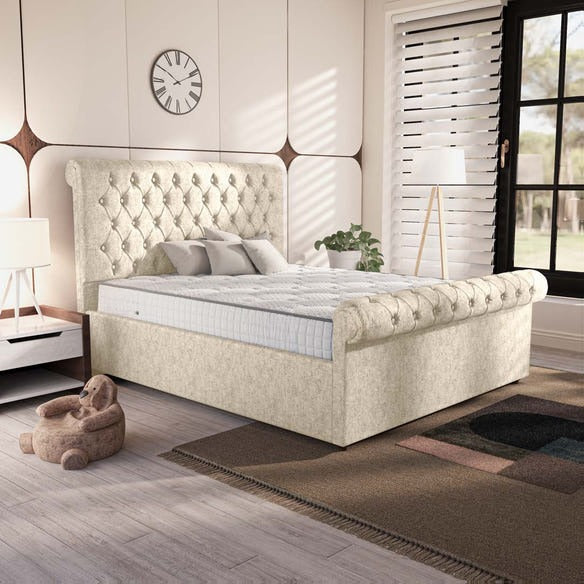 Berlin Upholstered Bed - Cream Chenille