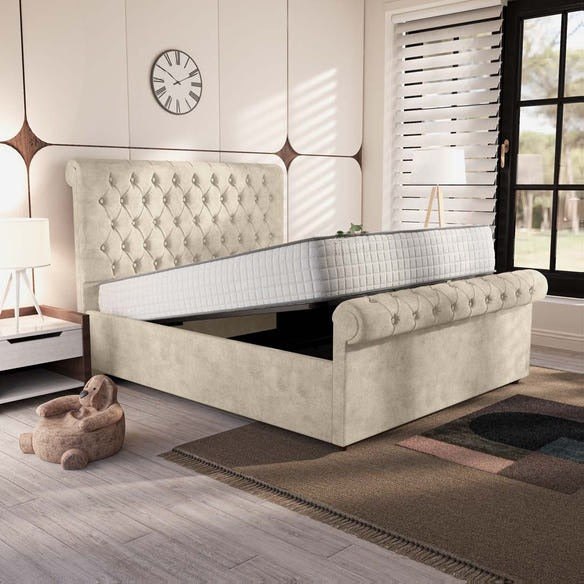 Berlin Upholstered Ottoman Bed - Almond Coniston