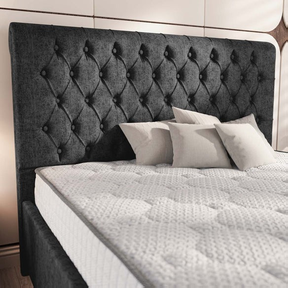 Berlin Upholstered Ottoman Bed - Black Chenille