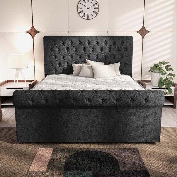 Berlin Upholstered Ottoman Bed - Black Chenille