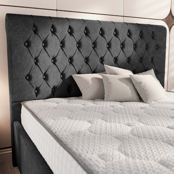 Berlin Upholstered Ottoman Bed - Black Naples
