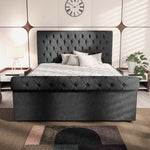 Berlin Upholstered Ottoman Bed - Black Naples