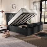 Berlin Upholstered Ottoman Bed - Black Naples