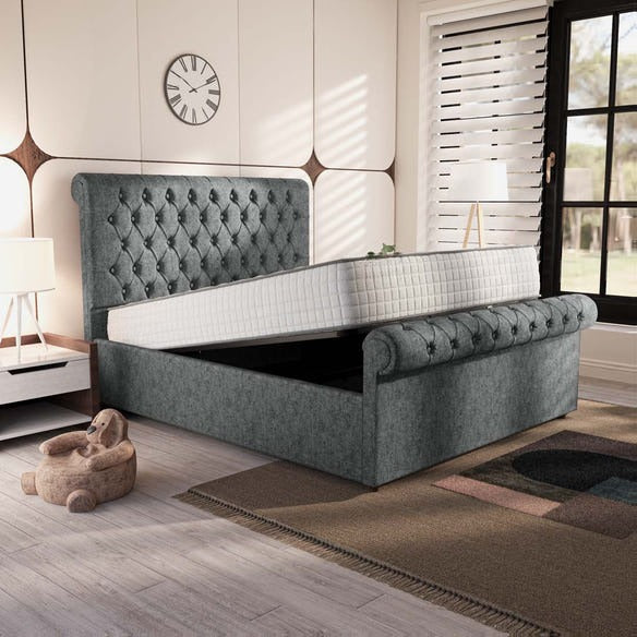 Berlin Upholstered Ottoman Bed - Charcoal Chenille