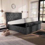 Berlin Upholstered Ottoman Bed - Charcoal Coniston