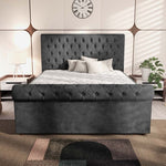 Berlin Upholstered Ottoman Bed - Charcoal Coniston