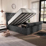 Berlin Upholstered Ottoman Bed - Charcoal Coniston