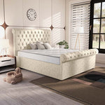 Berlin Upholstered Ottoman Bed - Cream Chenille