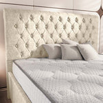 Berlin Upholstered Ottoman Bed - Cream Chenille