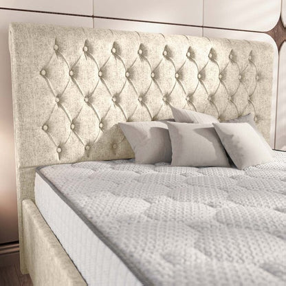Berlin Upholstered Ottoman Bed - Cream Chenille