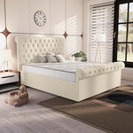 Berlin Upholstered Ottoman Bed - Cream Plush Velvet