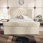 Berlin Upholstered Ottoman Bed - Cream Plush Velvet